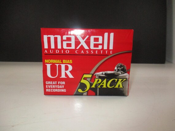 Vintage Sealed Cassette Tape 5 Pack Maxell UR90 Normal Bias NOS