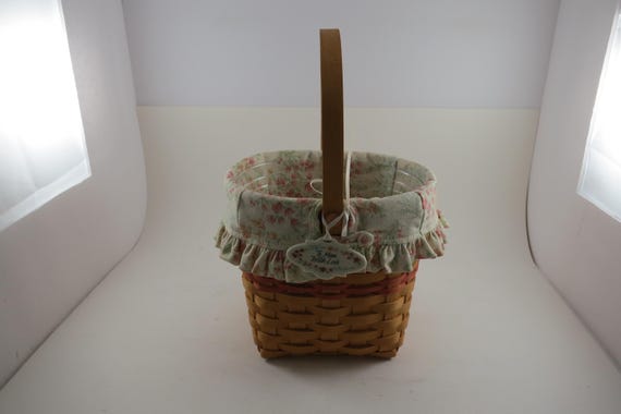 2001 Longaberger Mothers Day Vintage Blossoms Basket with Plastic Protector and Cloth Inner Liner Signed and Dated Like New Condition