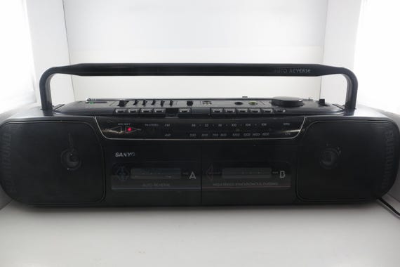 Vintage Sanyo Stereo Radio Double Cassette Recorder Boom Box