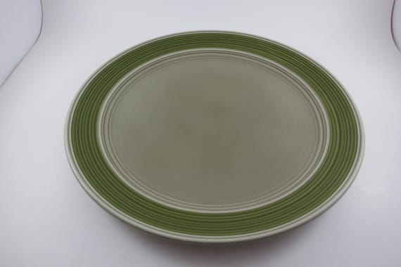 Vintage MCM Mikasa Terra Stone Sauterne Avocado 12 1/4 Inch Round Chop Plate