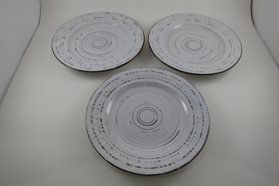 Set of Three Pfaltzgraff Trellis White 8 Inch Salad Plates