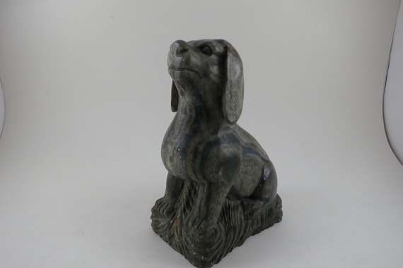 Andrea by Sadek Heavy Soapstone Large Dog Figure 6 1/4 Inches