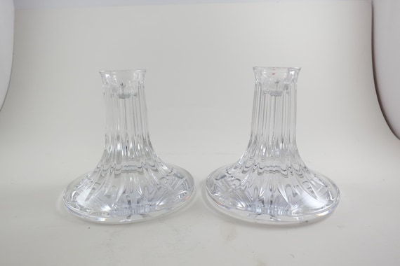 Pair of Vintage Miller Rogaska 4 Inch Crystal Candle Holders Excellent Condition