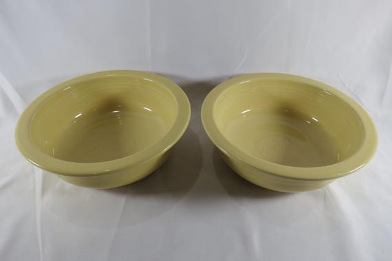 Pair of Vintage Fiesta Ware 8 1/2 Inch Large Round Serving Bowls In Yellow