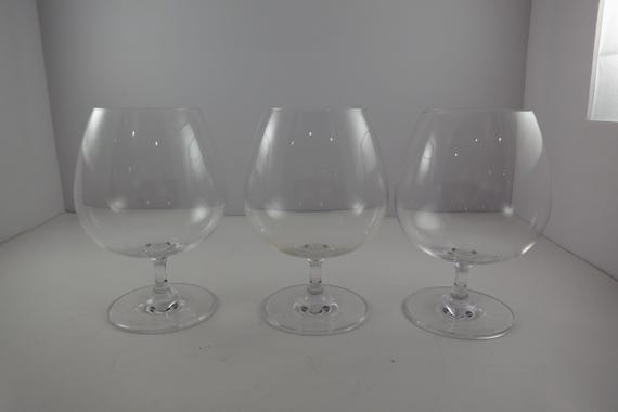 Set of Three Vintage Villeroy & Boch Crystal Brandy Sniffers 5 1/2 Inches Tall Excellent Condition