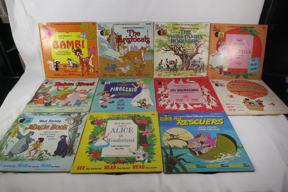 1970's Walt Disney Children's See Read Hear 24 Page Storybooks and Record Sold Individually