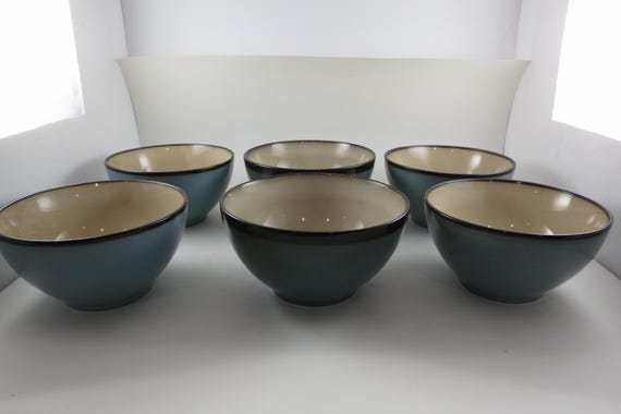Set of Six Vintage Mikasa Gourmet Basics Belmont Pattern Soup/Salad Bowls