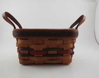 1993 Longaberger Small Basket with Leather Straps