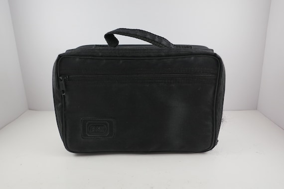 1980's/90's BMI Black Cassette Tape Carrying Case Holds 16 Cassettes with Hard Inner Tray