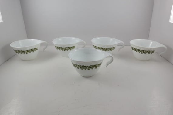 Set of Five Vintage Corning Ware Crazy Daisy Cups Excellent Used Condition