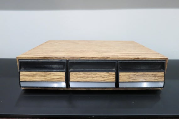 Vintage 1980s Faux Wood Cassette Tape Holder: Music Mate Storage for 42