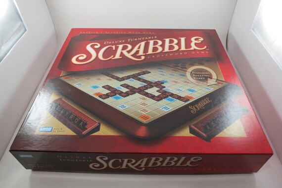 Vintage 2001 Deluxe Collectors Edition Rotating Board Scrabble Milton Bradley 100 Percent Complete Excellent Condition