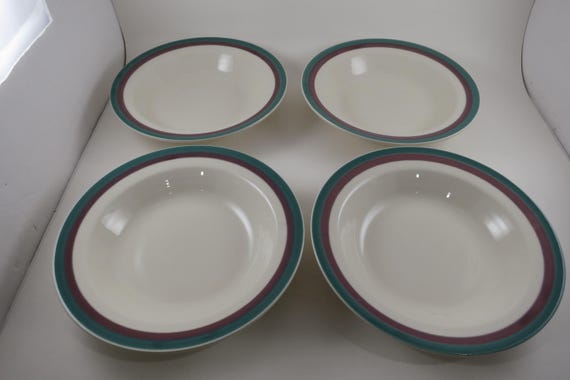 Vintage Pfaltzgraff Juniper Pattern 8 5/8 Inch Rim Soup Bowls- Set of 4