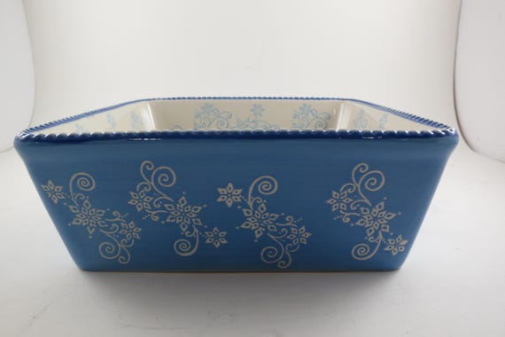 Temptations by Tara Light Blue Floral Lace 8x8 1.5 Quart Square Baker