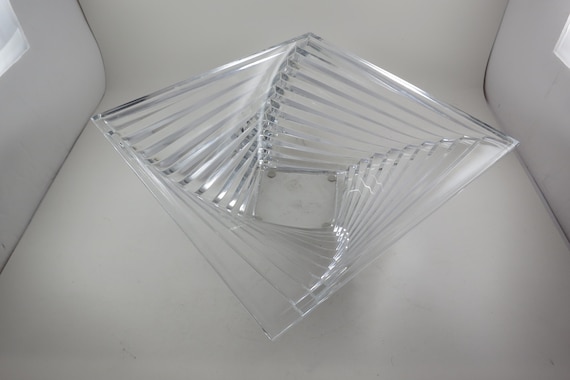 JG Durand Crystal Art Deco Bowl: Square Swirl Design, 11.25"