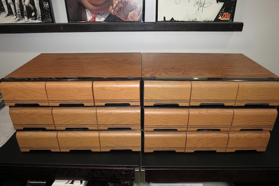 Vintage 1980s Faux Wood Cassette Tape Holder: Holds 42 Tapes 6 Available