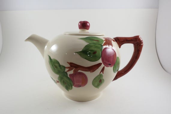 Vintage Franciscan Apple Pattern Teapot with Original Lid Pristine