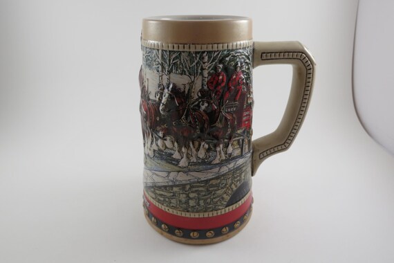 Vintage 1988 Budweiser Clydesdales Holiday Stein Collectors Series Excellent Condition
