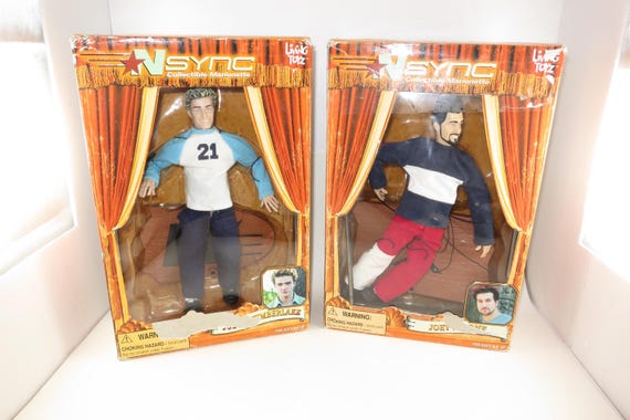 Pair of Vintage 2000 Living Toyz N'Sync Marionettes Joey Fatone and Justin Timberlake