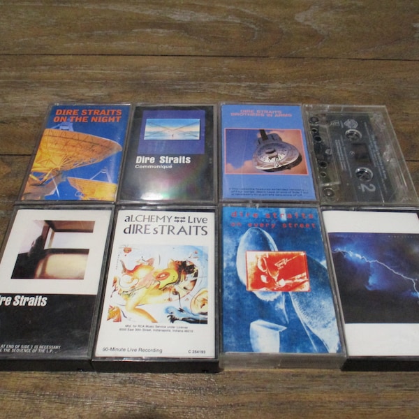 Vintage 1980's Dire Straits Cassette Tapes Excellent Condition Love Over Gold Brothers In Arms Self Titled Alchemy Sold Individually