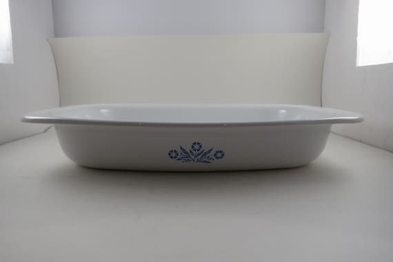 Vintage Corning Ware Blue Cornflower Roaster: 13 Inch P-21-B Open Roaster