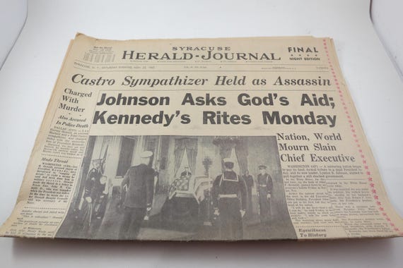 1963 Syracuse Herald Journal: Kennedy Assassination Newspaper