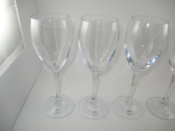 Set of Four Vintage Gorham Crystal 9.5 Inch Wine Glasses Clear Pristine Condition