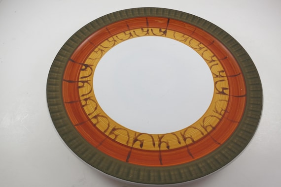 Set of Six MCM Casual Ceramics Atomic Galaxy Pattern 8007 10 1/2 Inches Dinner Plates Excellent Used Condition