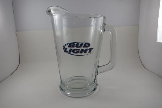 Vintage Bud Light 64oz Beer Pitcher: Large Heavy Glass, 9 Tall