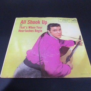 1957 Vinyl 45 RPM All Shook Up That&#39;s When Your Heartaches Begin Elvis Presley Original Picture Sleeve Very Good Condition 3083