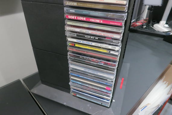 1990's Black Laserline CD Floor Tower Mega Holder Rotating Base