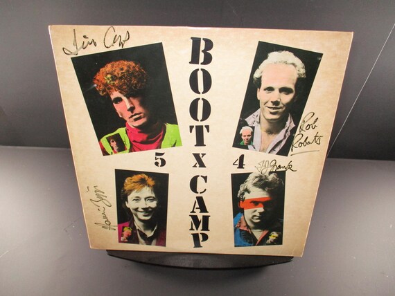 Vintage 1984 Vinyl EP Record Bootcamp 5x4 Rock Near Mint Condition Signed by All Four Band Members Plus Signed Poster 57549