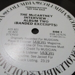 Vintage 1980 Vinyl LP Record Paul McCartney Interview White Label Promo Pressing Near Mint Condition 36292 image 4