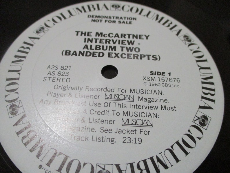 Vintage 1980 Vinyl LP Record Paul McCartney Interview White Label Promo Pressing Near Mint Condition 36292 image 4