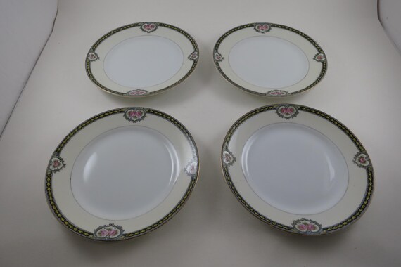Set of Four Vintage 1920's Noritake Kenosha Pattern 6 1/4 Inch Bread Plates