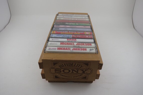 Vintage Sony Component Systems Wooden Cassette Holder Holds 12 Tapes