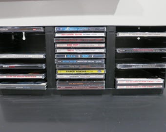 1990's Alpha Hard Plastic CD Holder Holds 36 CD's Free Standing or Wall Mount