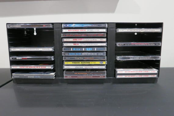 1990's Alpha Hard Plastic CD Holder Holds 36 CD's Free Standing or Wall Mount