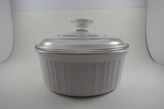 Corelle F-5-B 1 1/2 Quart 1.6L Round Casserole French White with Glass Lid