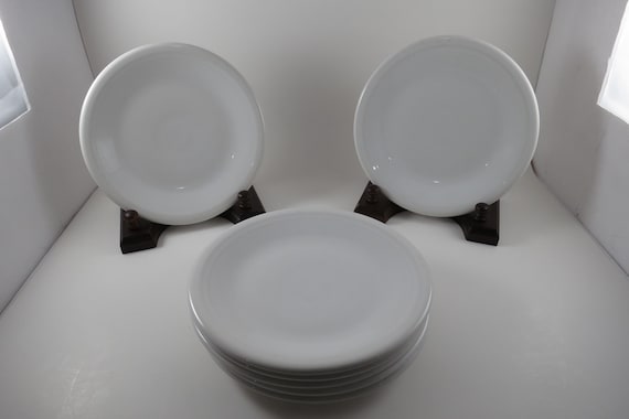 Set of Seven Vintage Fiesta Ware 7 1/4 Inch Salad Plates In White