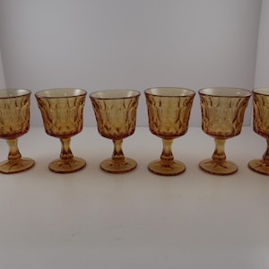 MCM Noritake Amber Sherry Glasses - Diamond Pattern Pedestal Set