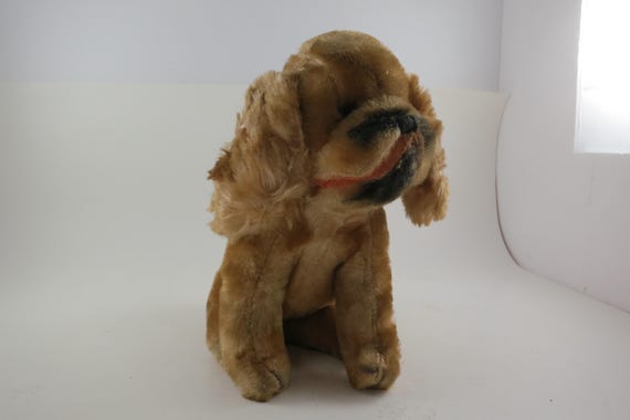 Brown Sitting Dog Stuffed Animal Mid Century Mohair Likely Steiff Very Good Original Condition