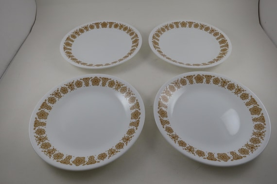 Vintage Corelle Butterfly Gold 6 3/4 Inch Salad/Bread Plates-Set of 4