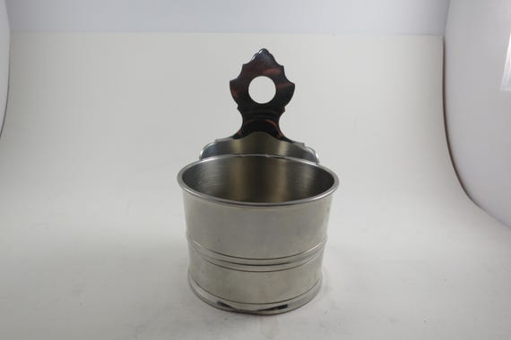 Vintage Stieff Pewter Metropolitan Museum of Art Wall Salt Box Bucket MM-4-25 MCM 6 1/4 Inches Tall