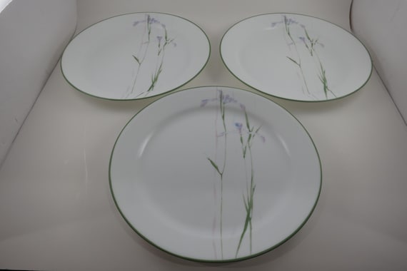 Vintage Corelle Shadow Iris Dinner Plates, Set of 3