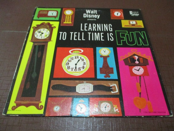 Vintage 1964 Vinyl LP Kids Record Learning to Tell Time is Fun Walt Disney Records Excellent Condition 59912