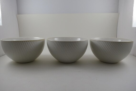 Set of 3 Vintage West Elm Textured Soup Bowls (5.5 Inch)