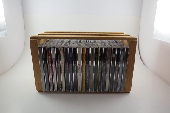 Vintage Napa Valley Wooden CD Crate Holder Holds 20 Disc's In Cases Vertical or Horizontal