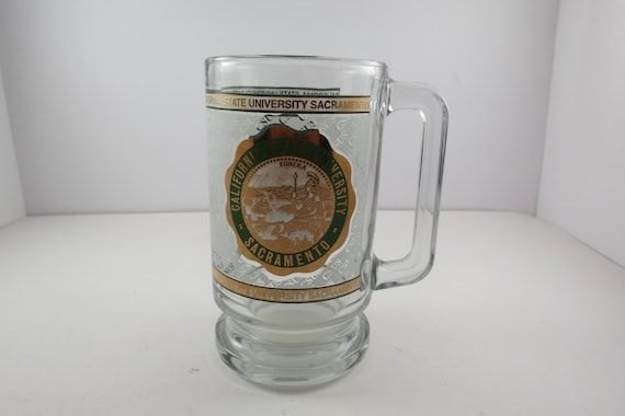Large Vintage Cal State University Sacramento D Handled Glass Mug Excellent Condition