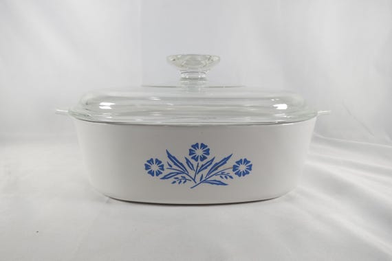 Vintage Corning Ware Blue Cornflower A-2-B Saucepan with Glass Lid